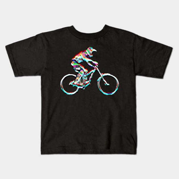 downhill mtb Kids T-Shirt by rickylabellevie